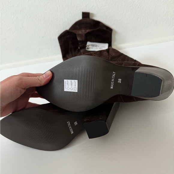 NWT-Gorgeous Italian Women's Brown Suede Heeled Boots - Classic Western Style - Picture 6 of 13